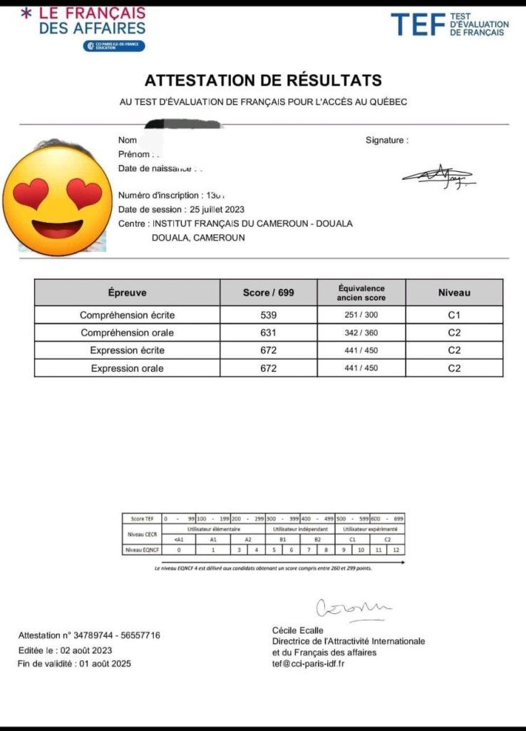 Get TEF certificate online